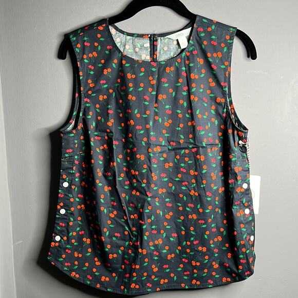 1901 Nordstrom Cherry Print Sleeveless Blouse Size Small - Picture 2 of 10